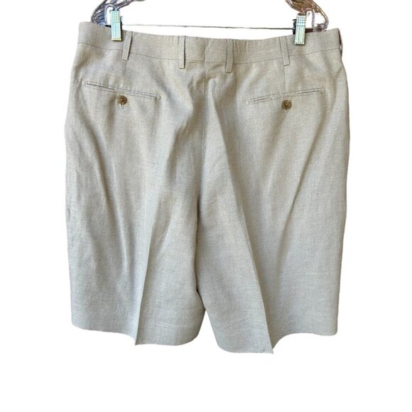 Paul Fredrick‎ Mens 100% Linen Beige Pleated Shorts 38W 10" inseam - Picture 4 of 8